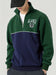 Men'S Autumn And Winter Color-Blocked Fleece Half-Zip Pullover Sweatshirt