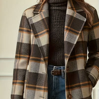Autumn/Winter Women'S Mid-Length Check Pattern Coat