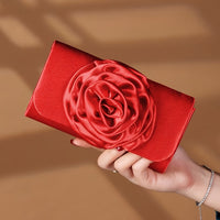 Women's Elegant Flower-Decorated Evening Clutch Bag with Detachable Strap