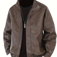 Men's Brown Faux Leather Jacket