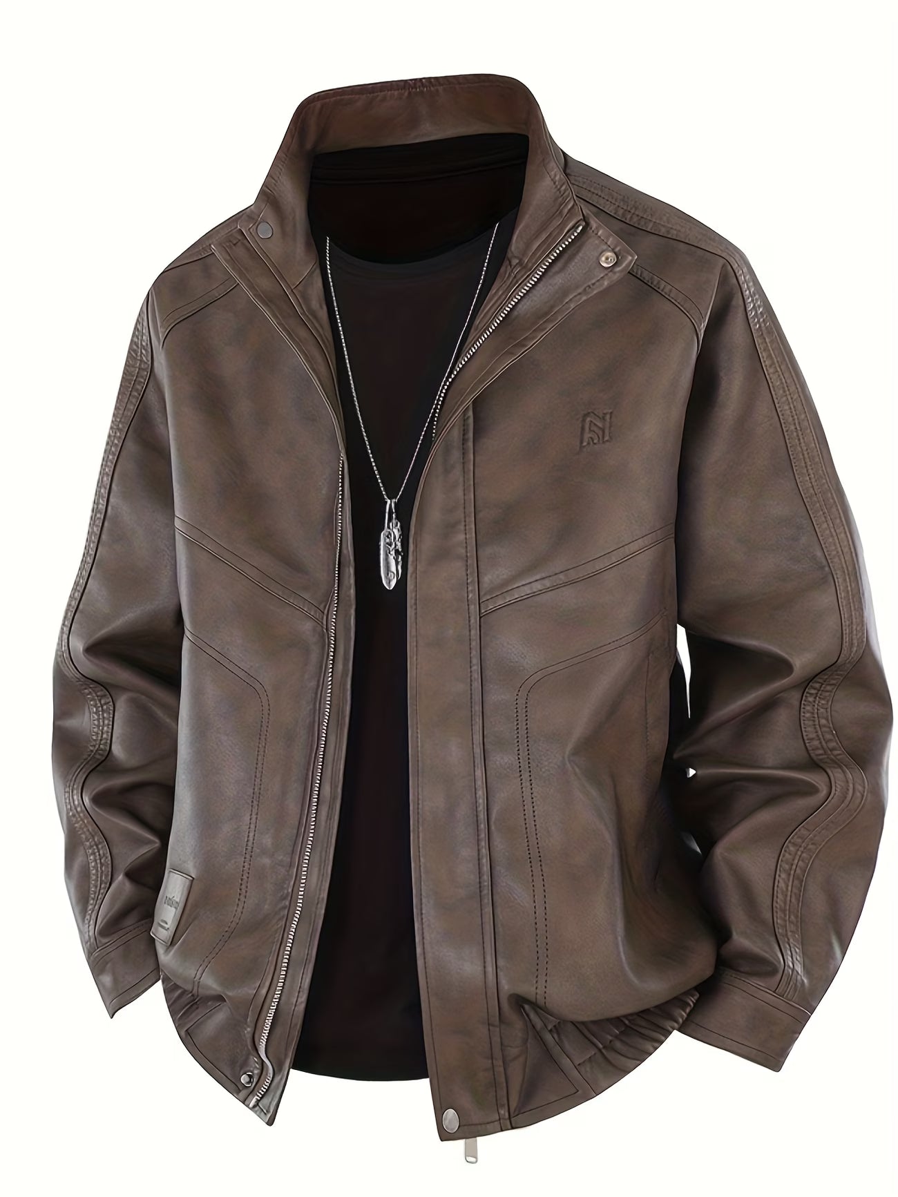 Men's Brown Faux Leather Jacket