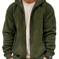 Men's Winter Hooded Softshell Jacket with Full-Zip Front