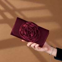 Women's Elegant Flower-Decorated Evening Clutch Bag with Detachable Strap