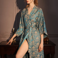 Ice Fiber Fabric Women's Summer Sexy Mid-Sleeve Sleep Robe