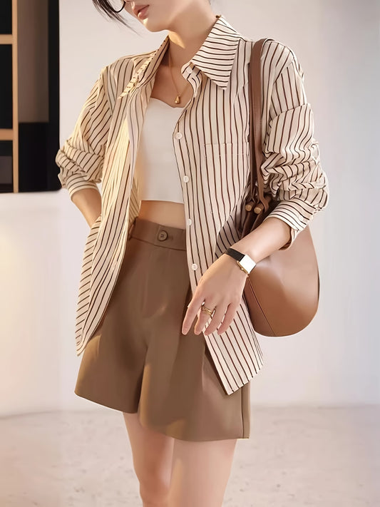 High-End Vertical Stripe Shirt for Women
