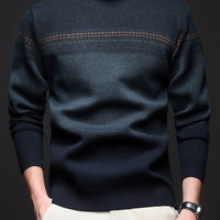 Men's autumn and winter sweater round neck pullover jacquard knit sweater simple casual striped top