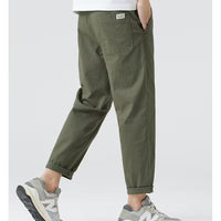 Men's Slim Fit Stretch Casual Trousers – Solid Color Nine-Point Straight-Leg Pants for Spring/Autumn 2025