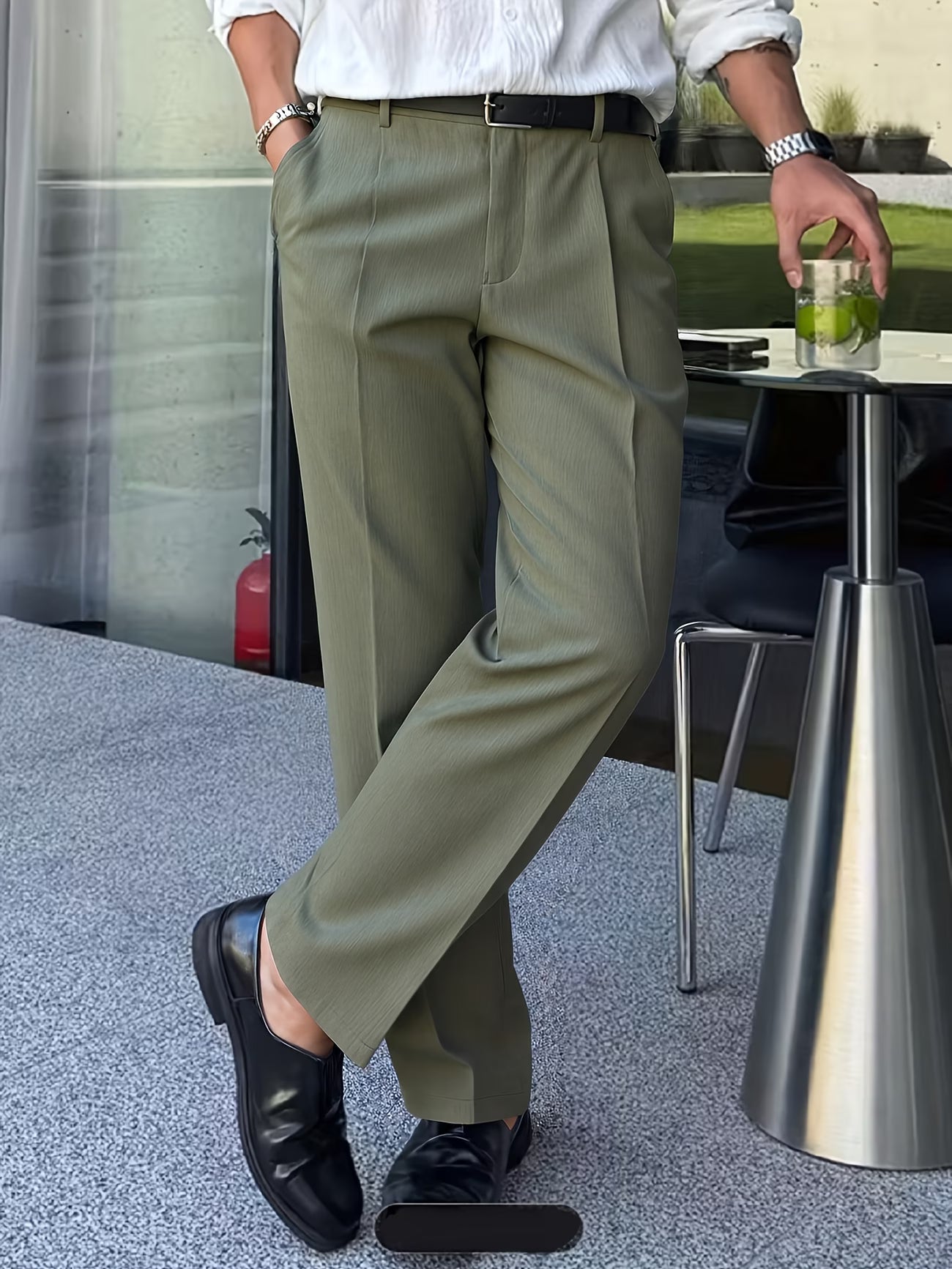 Men'S Elegant Straight-Leg Trousers