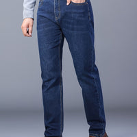 Men's Straight-Leg Stretch Denim Jeans - Business Casual