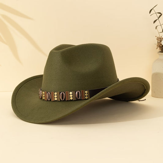 Western Cowboy Hat with Shell Decoration, Detachable Piece