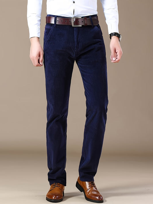 Men'S Corduroy Casual Pants for All Seasons, Featuring a Slim Straight Fit