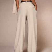 [Without Belt] Elegant And Versatile Wide-Leg Pants for Women in Stylish Apricot Color