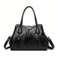 Women's PU Handbag with Removable Strap & Buckle Closure - Elegant Convertible Crossbody/Clutch