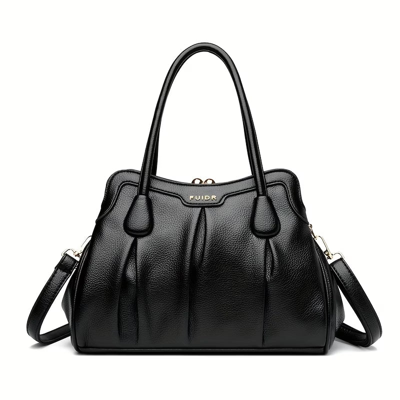 Women's PU Handbag with Removable Strap & Buckle Closure - Elegant Convertible Crossbody/Clutch