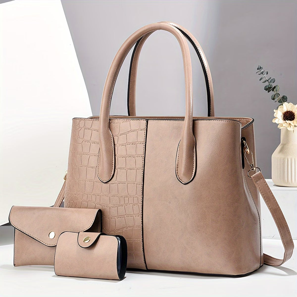 Fashionable Large Capacity Handbag, Stylish Letter Print Handbag Set - Perfect Thanksgiving Present