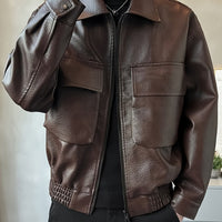 Men's Lapel PU Jacket, Trendy and Versatile for the Modern Gentleman