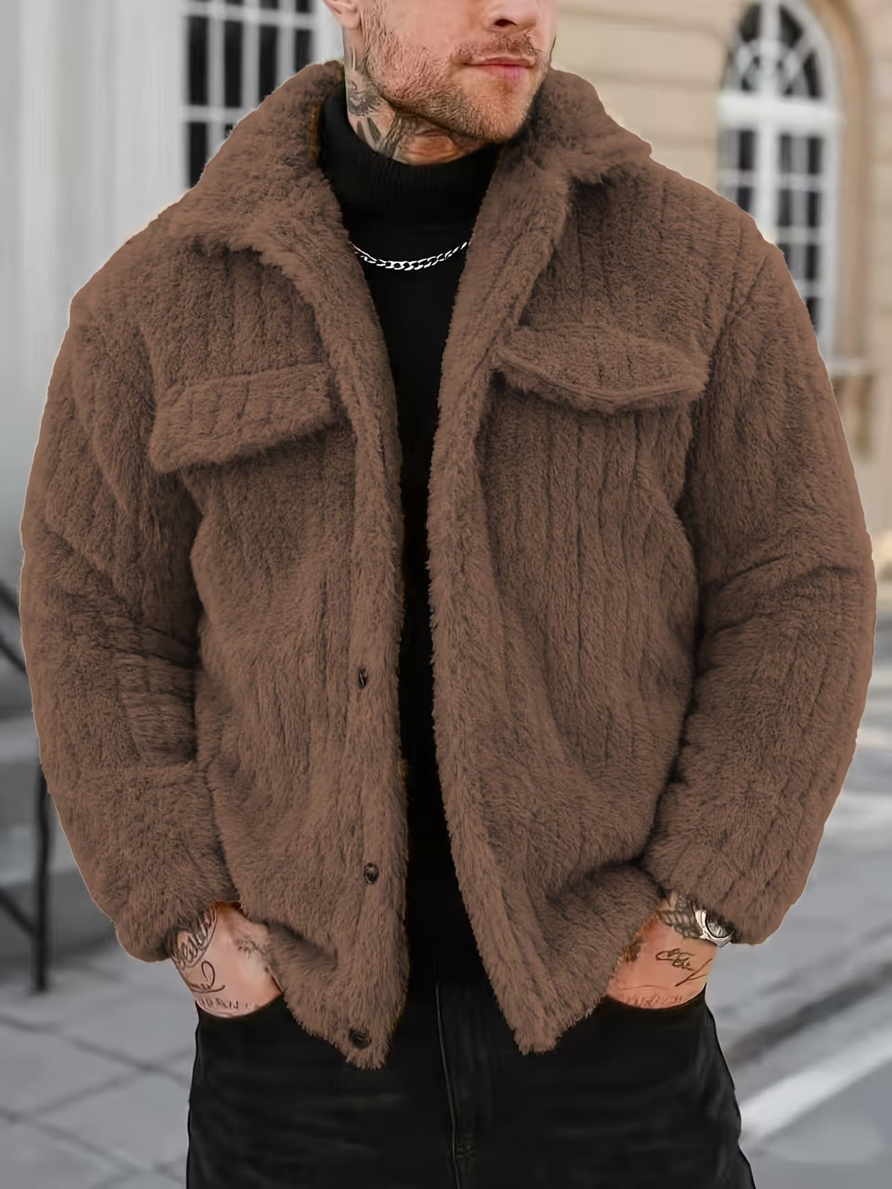 Pearson OBM Men'S Fleece-Lined Warm Long-Sleeve Jacket