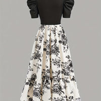 Elegant Slim-Fit Round Neck Short Sleeve Dress with Waist Tie