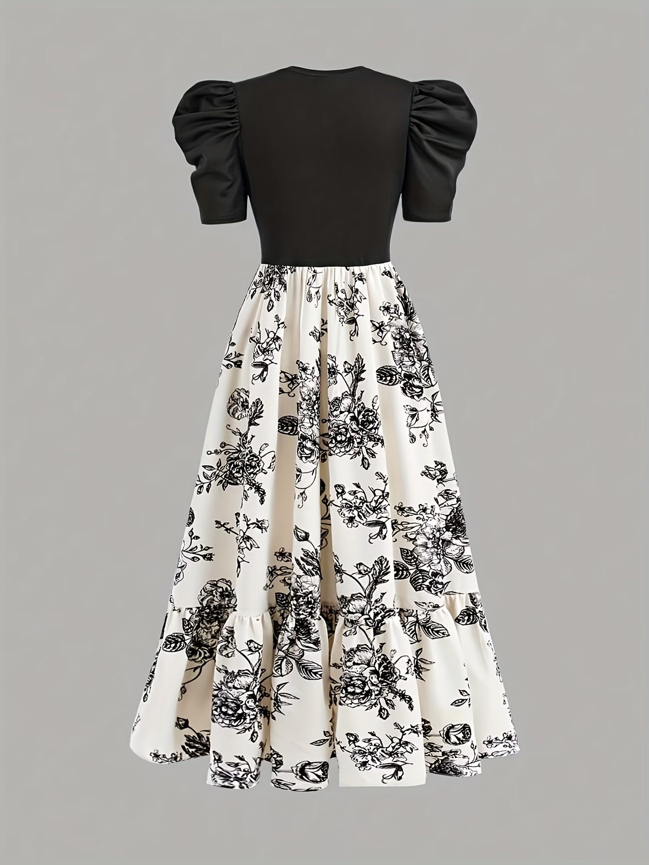 Elegant Slim-Fit Round Neck Short Sleeve Dress with Waist Tie