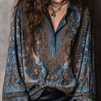 Elegant Women'S Long Sleeve Shirt with All Over Print