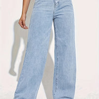 Women's Fashionable Stretchy Washed Denim Long Pants