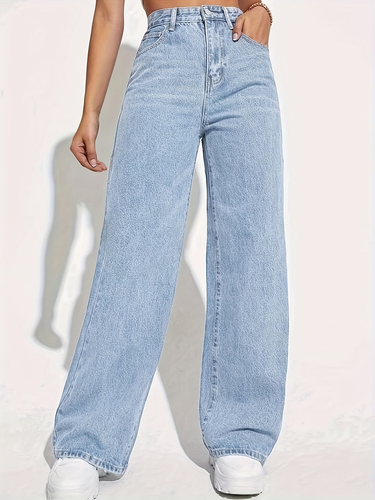 Women's Fashionable Stretchy Washed Denim Long Pants