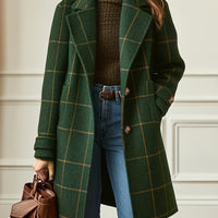 Women'S Vintage Plaid Coat with a Lapel