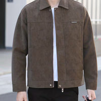 Men's PU Leather Lapel Short Jacket – Casual Business Outerwear for Spring & Autumn