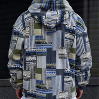 Men's Trendy Printed Hooded Zip-Up Sweatshirt with Large Pockets