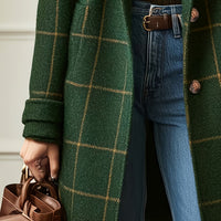 Women'S Vintage Plaid Coat with a Lapel