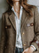 Retro Elegant Lapel Herringbone Commuting Fashion Patchwork Brown Women'S Blazer Jacket