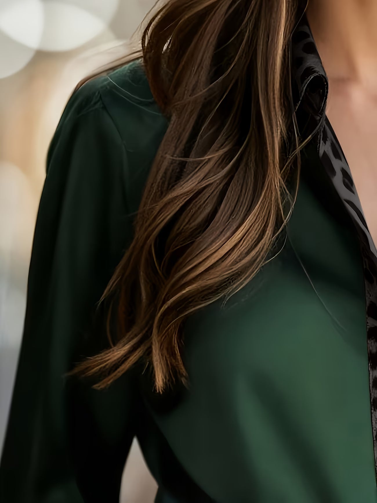 Elegant Women'S Spring/Fall Satin Shirt | Color Block Long Sleeve, Lapel Collar, Slim Fit