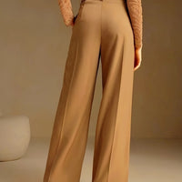 Elegant Women'S High-Waisted Floral Embroidered Wide-Leg Pants