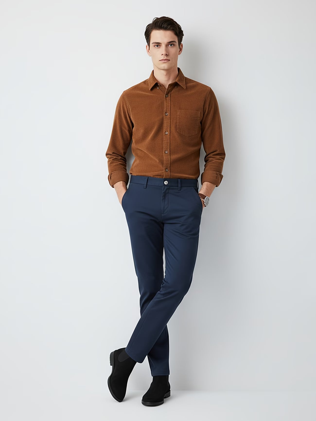 Men's Slim Fit Chino Pants - Mid-Rise Tapered Stretch Twill