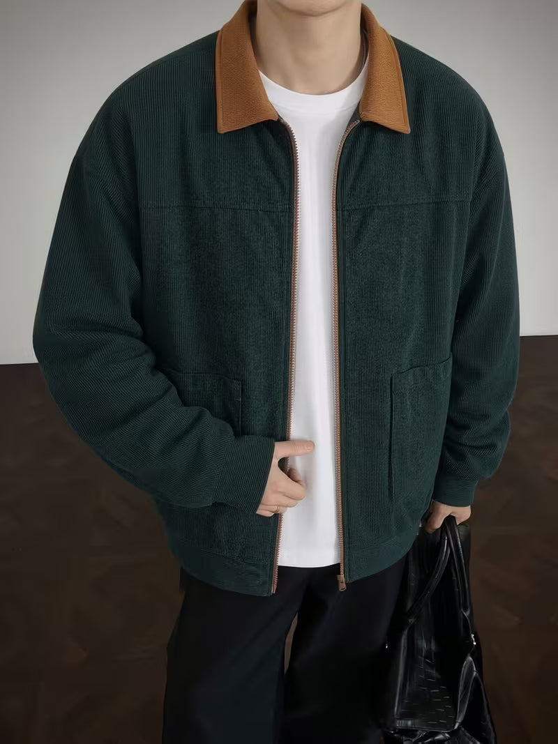 Men's Corduroy Color-Block Suit Jacket – Retro Casual Versatile Outerwear