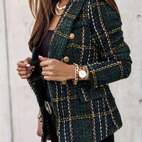 Developing a Brand New Autumn And Winter Casual Tweed Elegant Checkered Blazer for Women