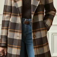 Autumn/Winter Women'S Mid-Length Check Pattern Coat
