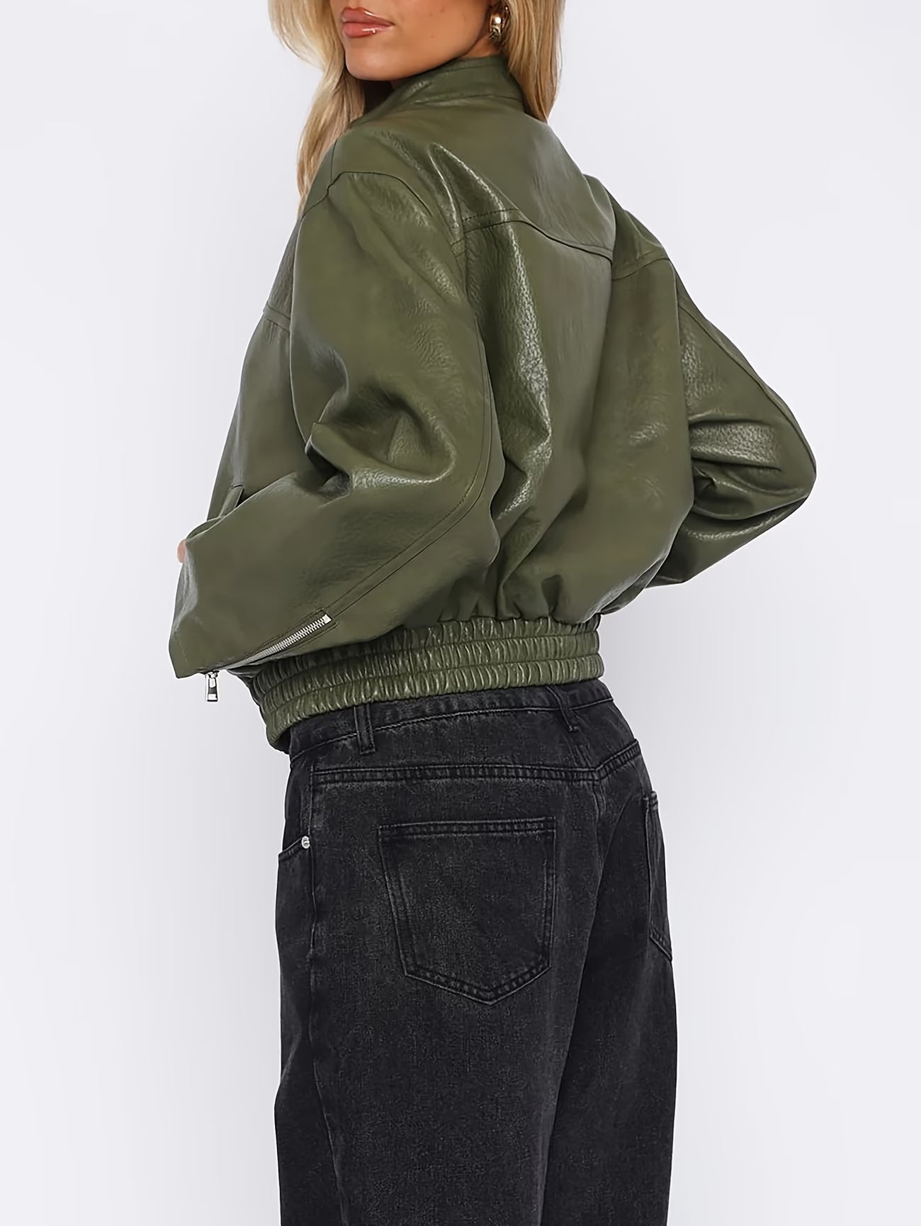 Women's Spring/autumn Biker-style PU Leather Jacket