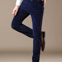 Men'S Corduroy Casual Pants for All Seasons, Featuring a Slim Straight Fit