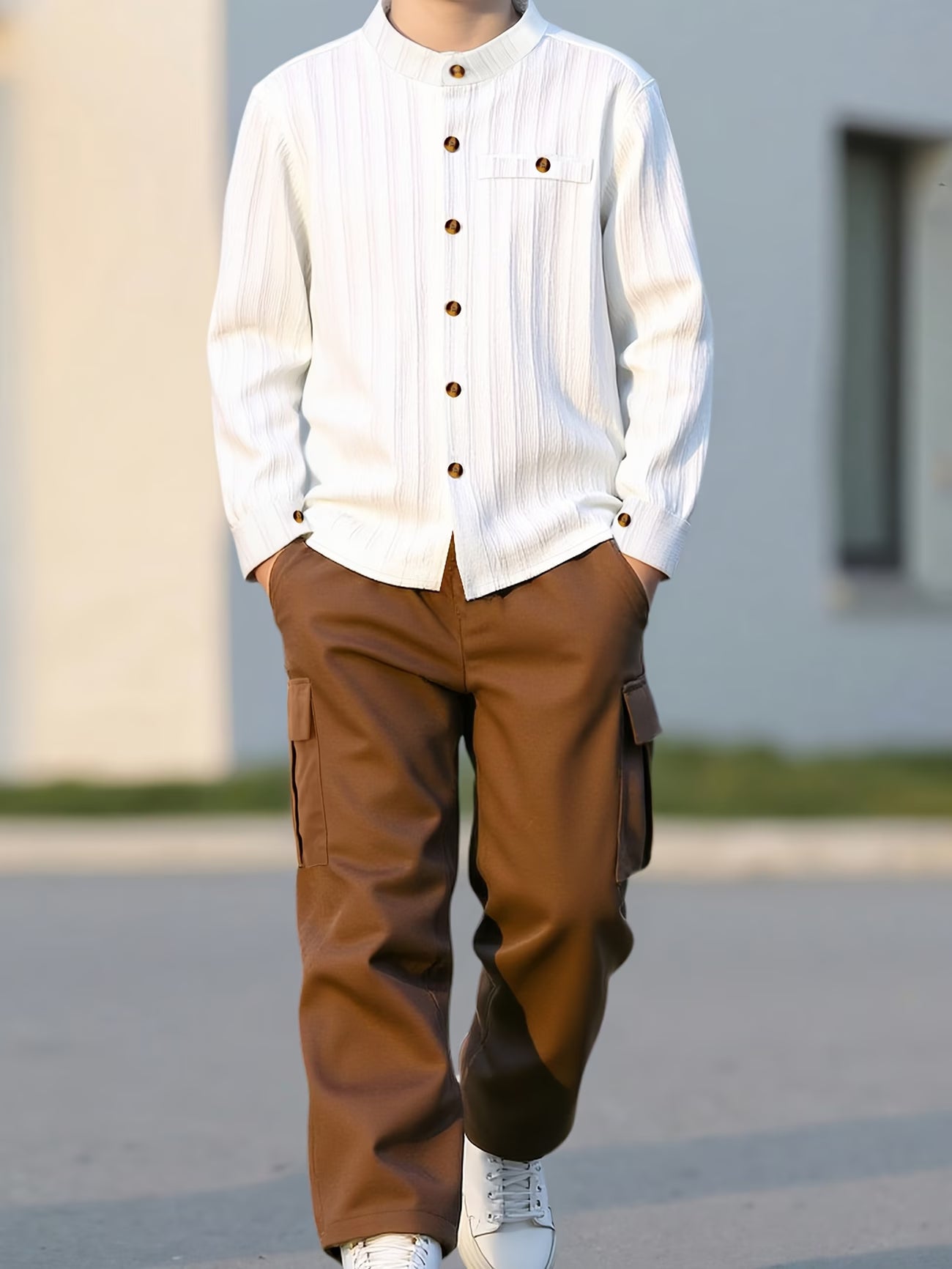 Boys' Spring/Autumn New Long-Sleeve Top and Casual Pants Set, Suitable for 8-1 Old Boys