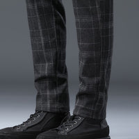 Men's Slim-Fit Plaid Pants - Brushed Stretch Straight Leg