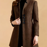 Tailored Autumn And Winter Fashion Elegant Brown Tweed Coat
