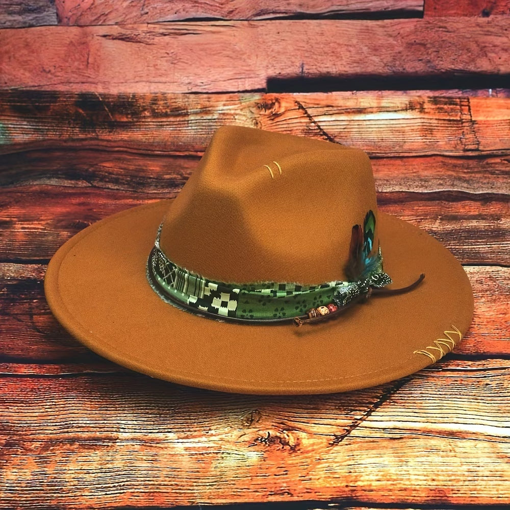 Hand-Sewn Needle Personalized Feather Outdoor Unisex Felt Hat