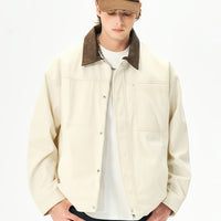 Men's Jacket, Loose Fit Spring/Autumn Outerwear with Button Cuffs