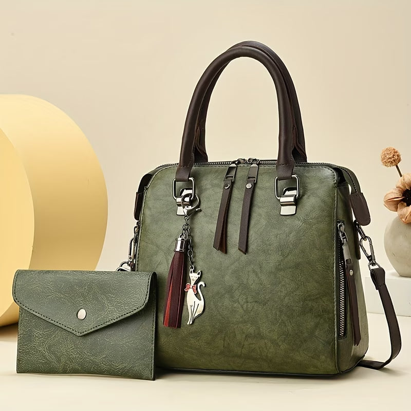 2pcs Versatile New Women'S Bag Set, Stylish, Elegant, And Vintage Shoulder Crossbody Bags
