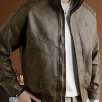 Men's Brown Faux Leather Jacket