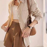 High-End Vertical Stripe Shirt for Women