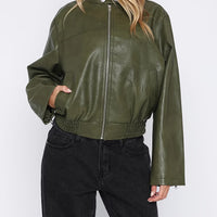 Women's Spring/autumn Biker-style PU Leather Jacket