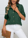 Women'S Casual Button- Collar Shirt - Solid Color Loose Fit Blouse
