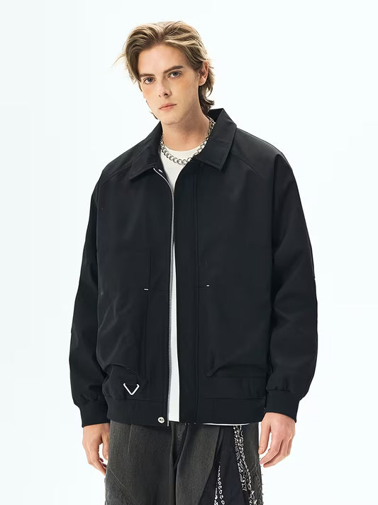 Men's Elegant Color Block Casual Work Jacket – Lapel Collar Couple Style Outerwear